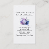 *宇宙の宝石用原石の水彩画の宇宙水晶の宝石 名刺 (裏面)