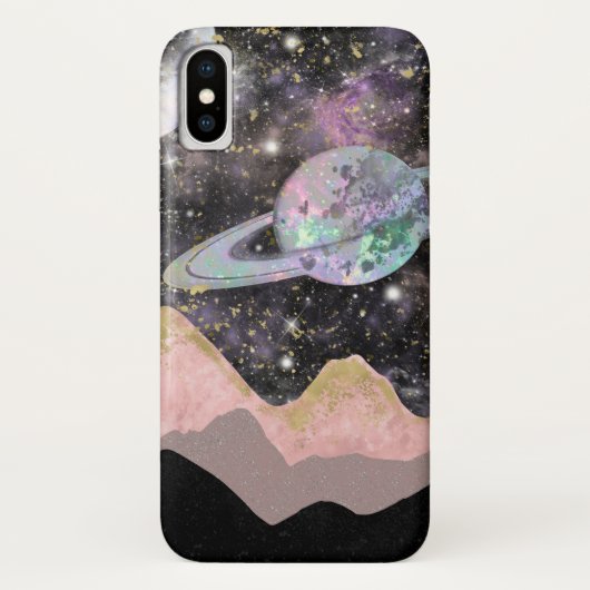 宇宙の山々 ゴールド スターリー スカイ ギャラクシー 惑星 Case-Mate iPhoneケース (裏面)