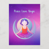 宇宙の平和愛ヨガの女の子の黙想 シーズンポストカード (正面)