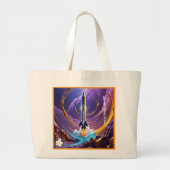 宇宙の幻影が飛ぶ ラージトートバッグ (正面)