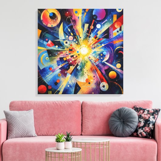 宇宙の幾何学模様の爆発 アブストラクト キャンバスプリント (インサイチュ (リビング))