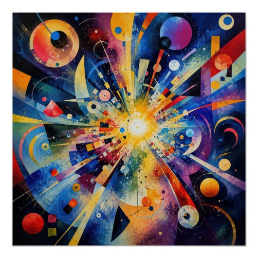宇宙の幾何学的大爆発 アブストラクト ポスター (正面)