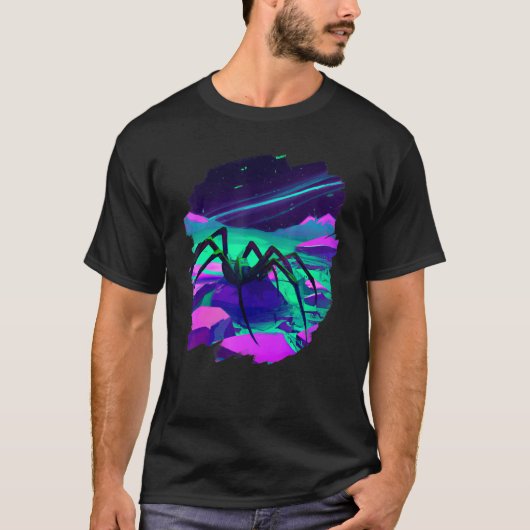 宇宙の怖い不気味な巨大突然変異クモ生物 Tシャツ (正面)