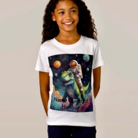 宇宙の恐竜に乗る宇宙飛行士 Tシャツ