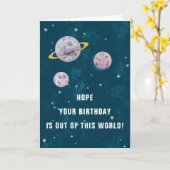 宇宙の惑星が誕生おもしろいした カード (黄色い花)