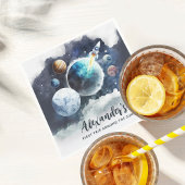 宇宙の惑星とロケット船ボーイ第1の誕生日 スタンダードカクテルナプキン