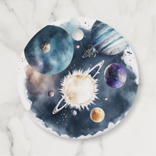 宇宙の惑星とロケット船ボーイ第1の誕生日 フェイバータグ (裏面)