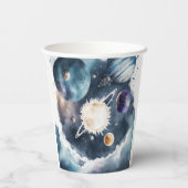 宇宙の惑星とロケット船ボーイ第1の誕生日 紙コップ (裏面)