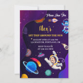 宇宙の惑星の子供の1歳の誕生日招待状 招待状 (正面)