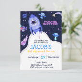 宇宙の惑星の少年 ファーストバースデー 招待状 (スタンド正面)