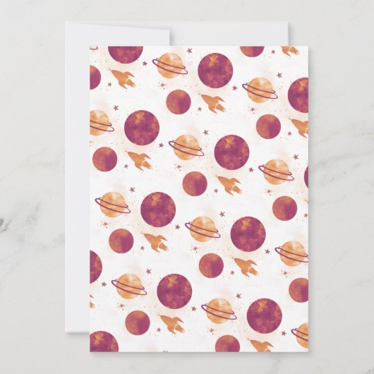 宇宙の惑星の水の色ガールファースト誕生日 招待状 (裏面)