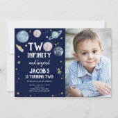 宇宙の惑星の男の子の2歳の誕生日招待状 招待状 (正面)