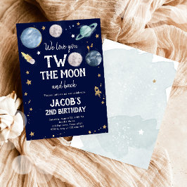 宇宙の惑星の男の子の2歳の誕生日招待状 招待状