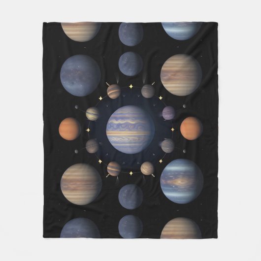 宇宙の惑星の配置 フリースブランケット (正面)