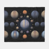 宇宙の惑星の配置 フリースブランケット (正面(横))