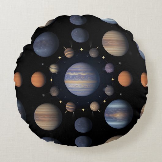 宇宙の惑星の配置 ラウンドクッション (正面)