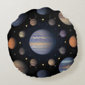 宇宙の惑星の配置 ラウンドクッション (裏面)