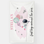 宇宙の惑星ガールファースト誕生日背景B 横断幕 (縦)