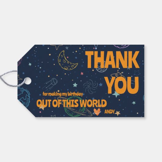 宇宙の惑星スター誕生日お願いありがとう ギフトタグ (裏面横)