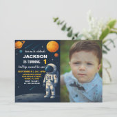 宇宙の惑星パーティー招待状（写真付き） 招待状 (スタンド正面)