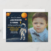 宇宙の惑星パーティー招待状（写真付き） 招待状 (正面/裏面)