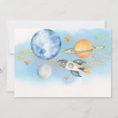 宇宙の惑星ボーイファースト赤ちゃんシャワー写真 招待状 (裏面)
