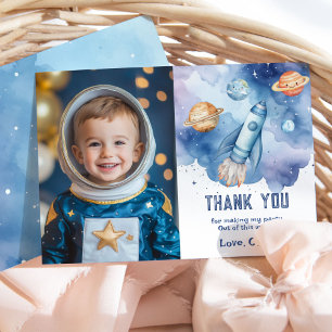 宇宙の惑星ボーイ誕生日感謝してい写真あなた 招待状