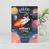 宇宙の惑星 エイリアン 星 宇宙 銀河 初誕生日 招待状 (スタンド正面)