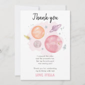 宇宙の惑星 ギャラクシーガール ピンク サンキュー 招待状 (正面)