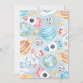 宇宙の惑星 ピンクの女の子 ベビーシャワー招待状 招待状 (裏面)