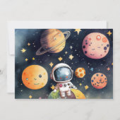 宇宙の惑星 フォト 1歳の誕生日 招待状 (裏面)