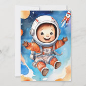 宇宙の惑星 ブルー 1歳の誕生日招待状 招待状 (正面)