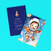 宇宙の惑星 ブルー 1歳の誕生日招待状 招待状