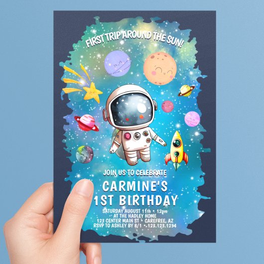 宇宙の惑星 初めての旅 初めての誕生日 招待状