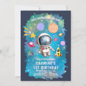 宇宙の惑星 初めての旅 初めての誕生日 招待状 (正面)