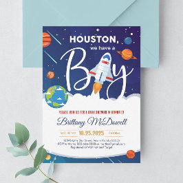 宇宙の惑星 太陽系 男の子 ベビーシャワー 招待状