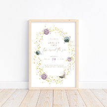 宇宙の惑星 – 女の子の金ゴールド1st誕生日