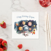 宇宙の惑星 男の子の誕生日 スタンダードカクテルナプキン (インサイチュ)