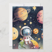 宇宙の惑星 青い7歳の誕生日招待状 招待状 (裏面)