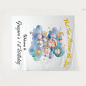 宇宙の惑星 青い 初誕生日 タペストリー (正面(横))