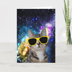 宇宙の挨拶状の猫 カード