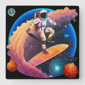 宇宙の探査 スクエア壁時計 (正面)