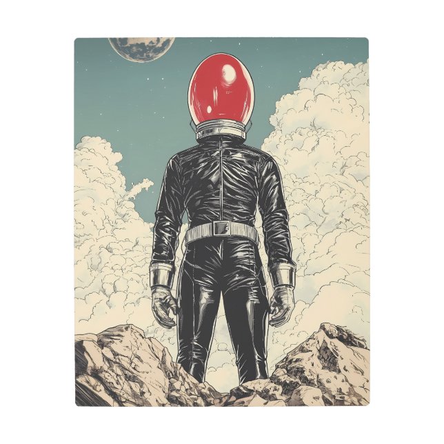 宇宙の放浪者：レトロのSci-Fiビジョン メタルプリント (正面)