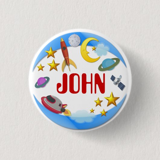 宇宙の旅行の~の名前ボタン 缶バッジ (正面)