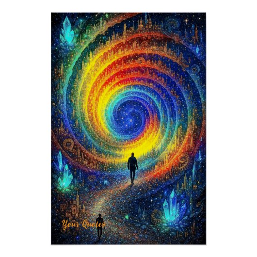 宇宙の旅 銀河の虹色 光の超現実 ポスター (正面)