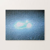 宇宙の明るい白い球体が宇宙で回る ジグソーパズル (横)