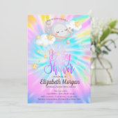 宇宙の星と惑星のタイダイ ベビーシャワー 招待状 (スタンド正面)