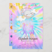 宇宙の星と惑星のタイダイ ベビーシャワー 招待状 (正面/裏面)