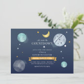 宇宙の星と月の赤ちゃんシャワー 招待状 (スタンド正面)