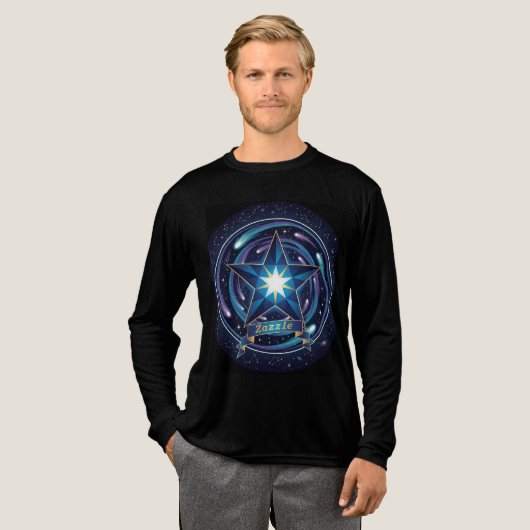 宇宙の星の夢 - コズミックギャラクシー長袖Tシャツ トライブレンドＴシャツ (正面全体)